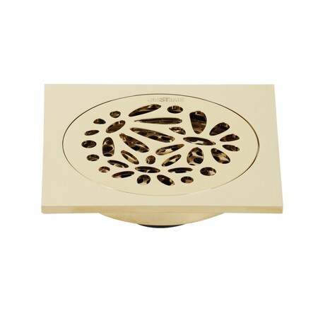 Kingston Brass BSF6360PB Watercourse Floral 4" Square Grid Shower Drain, Brass BSF6360PB